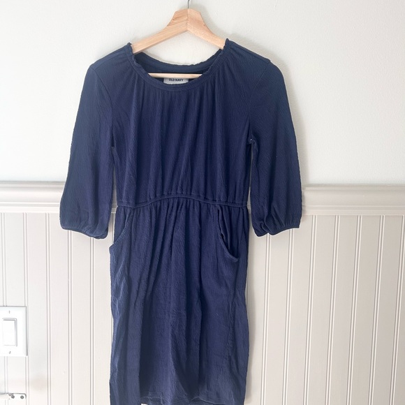 Old Navy Other - 🌟 Old Navy Girls Size 10/12 Deep Blue Textured Dress with Pockets